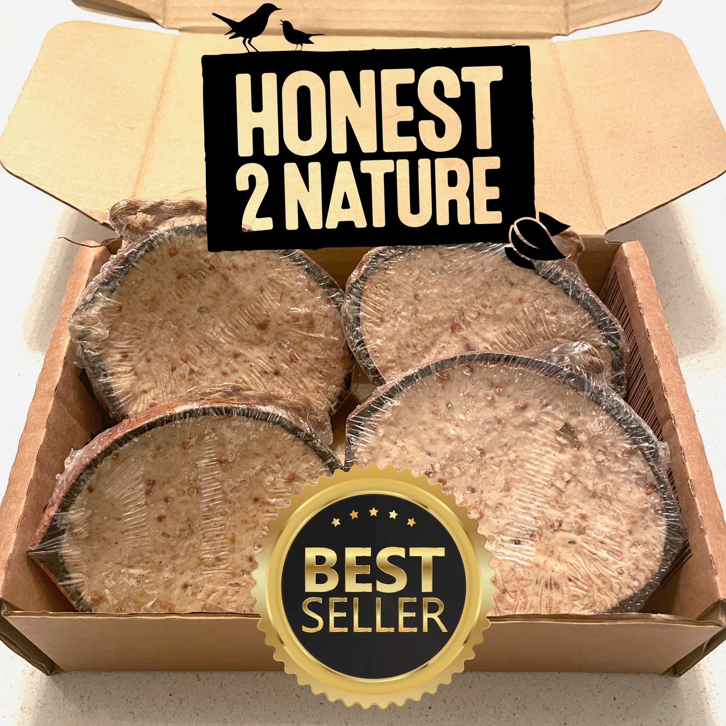 Suet-Filled Half Coconuts for Wild Bird feeding - Honest2Nature