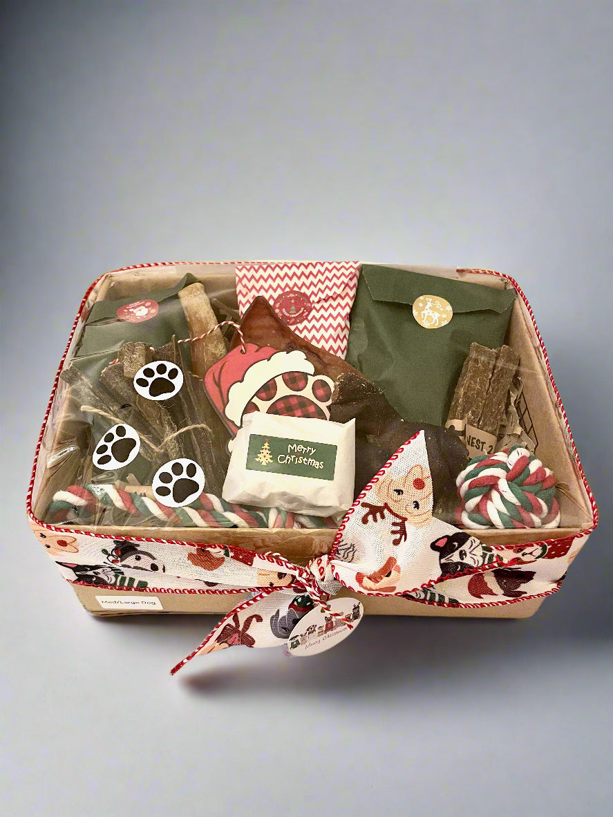 Xmas Natural Dog Treat Hamper with Toy and Tree Decoration [Large] - Honest2Nature